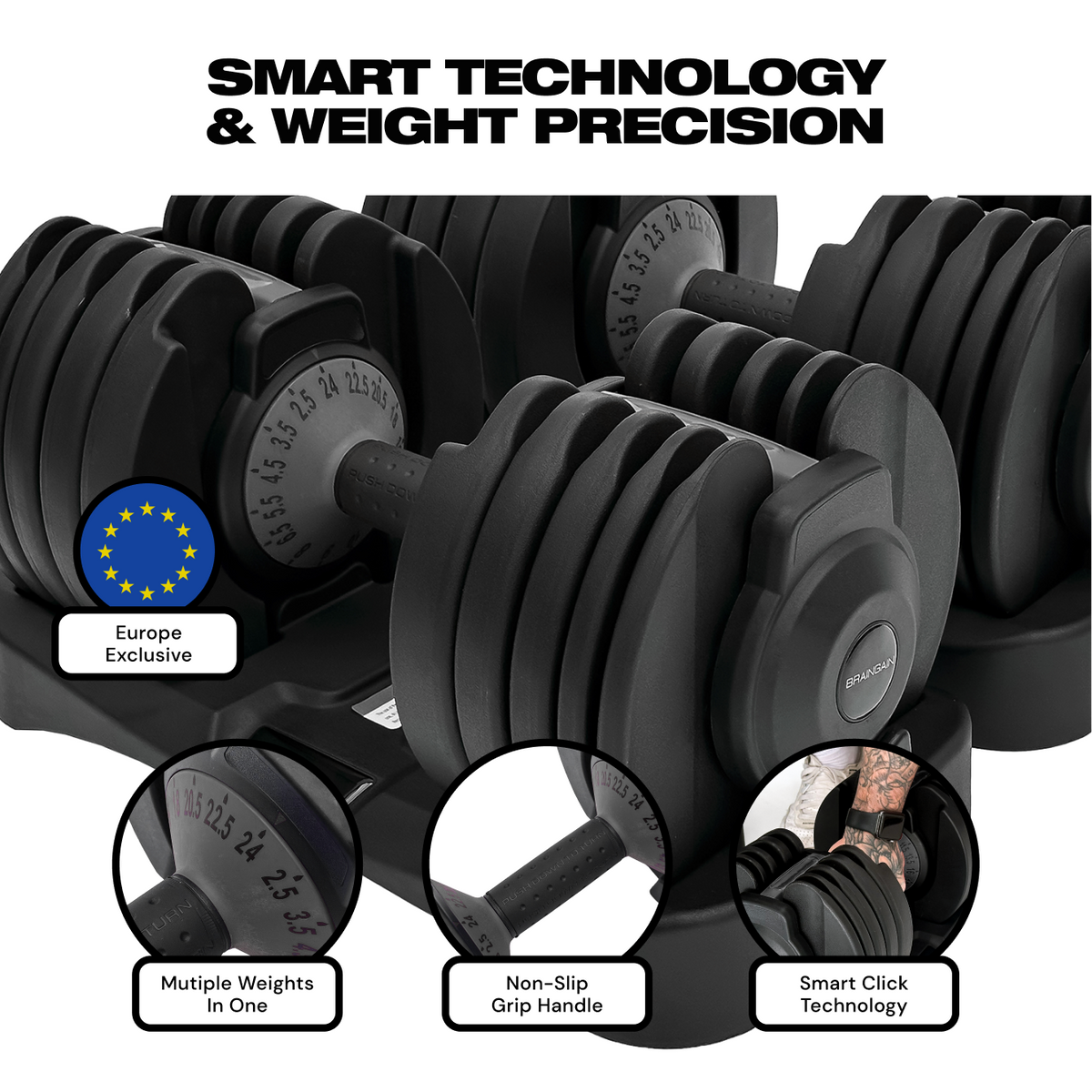 BrainGain SmartBells Evo 24 kg Adjustable Dumbbells - view 7