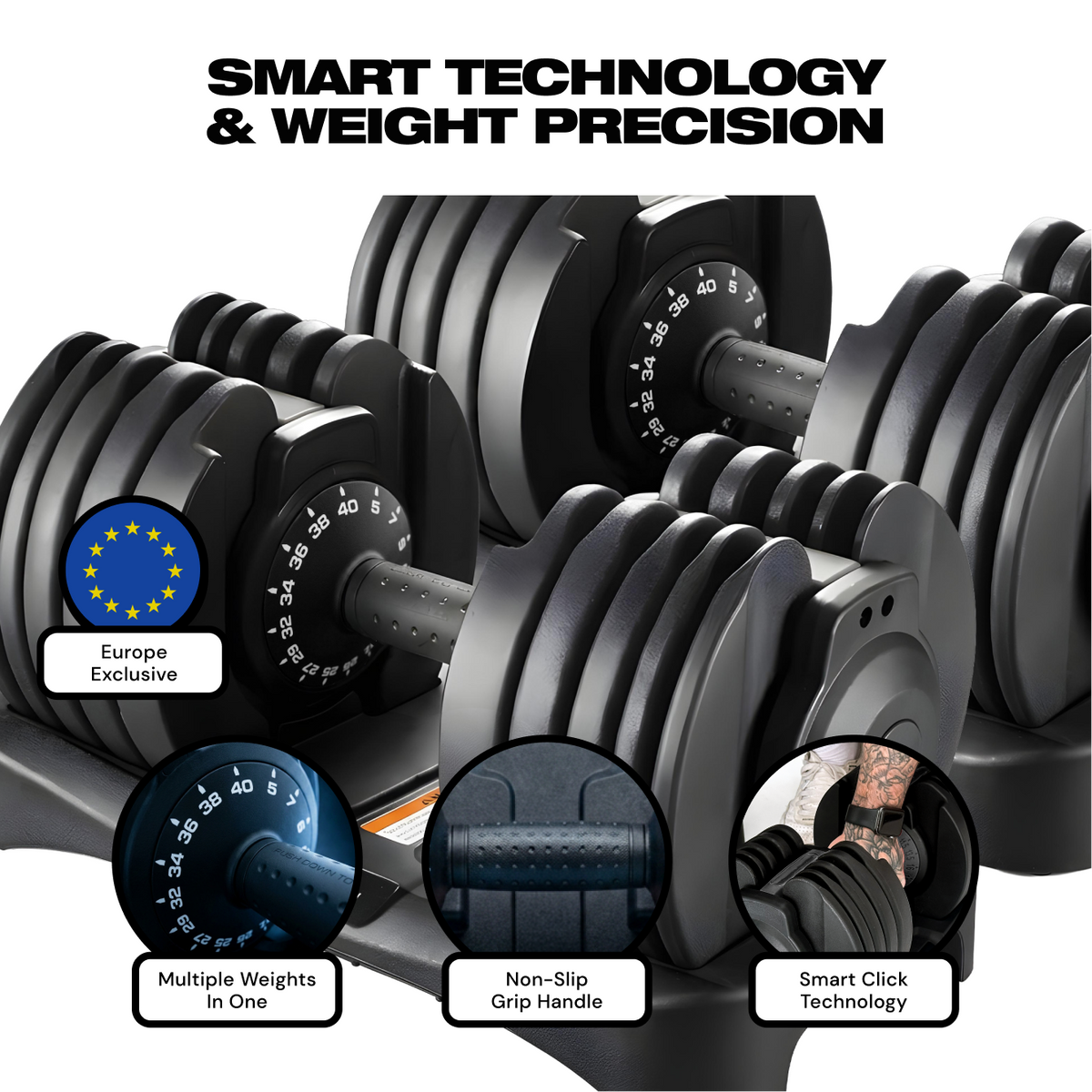 BrainGain SmartBells Evo 40 kg Adjustable Dumbbells - view 3
