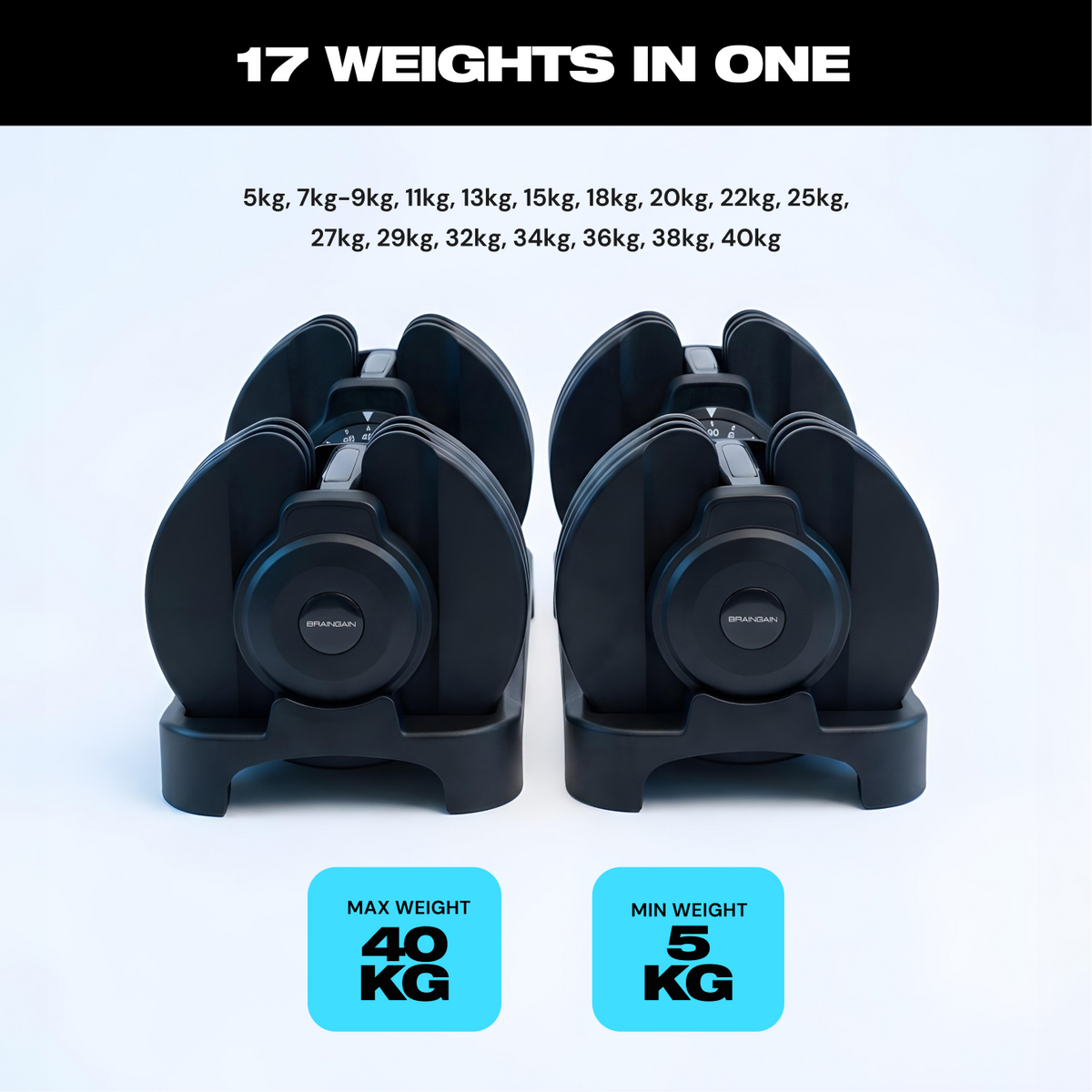 BrainGain SmartBells Evo 40 kg Adjustable Dumbbells - view 4