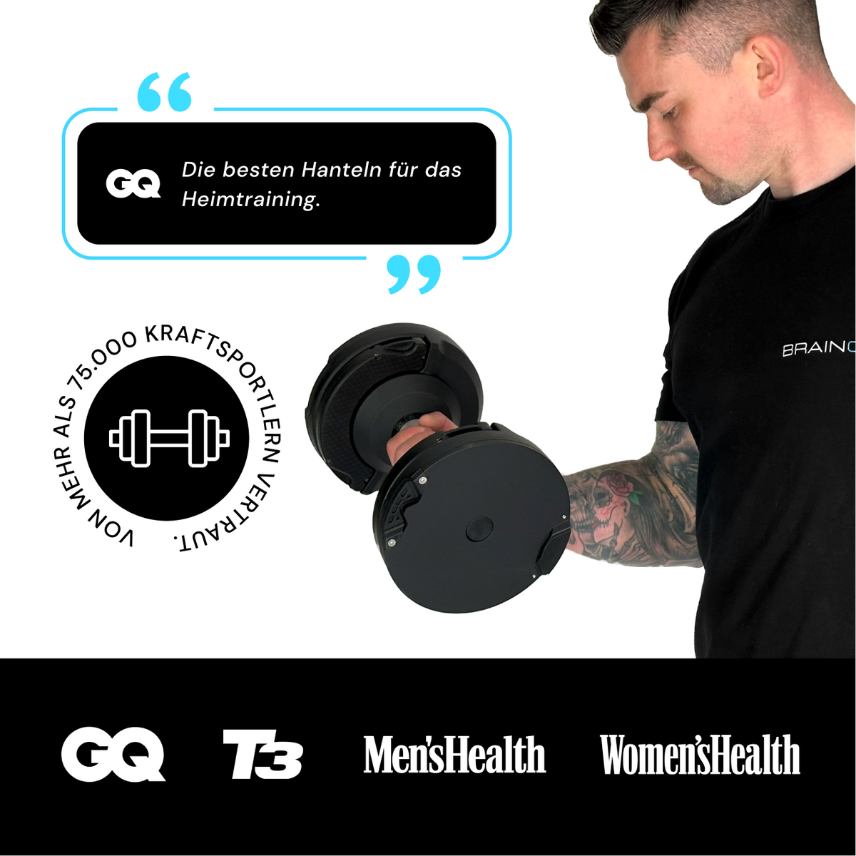 BrainGain SmartBells Pro 23.5 kg Adjustable Dumbbells - Black - view 3