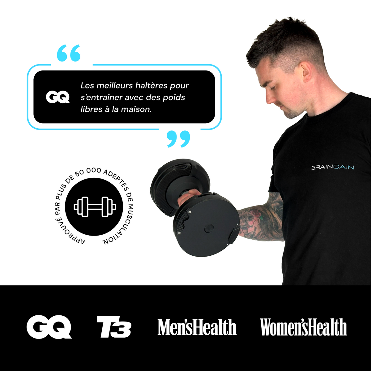 BrainGain SmartBells Pro 23.5 kg Adjustable Dumbbells - Black - view 5
