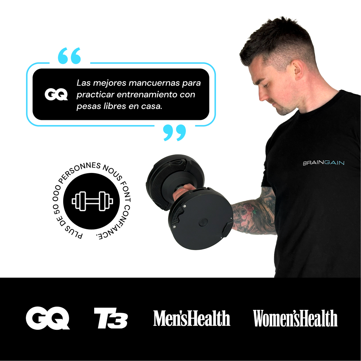 BrainGain SmartBells Pro 23.5 kg Adjustable Dumbbells - Black - view 4